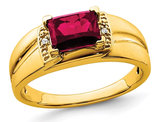 Men's 1.60 Carat (ctw) Lab Created Ruby Ring in 14K Yellow Gold